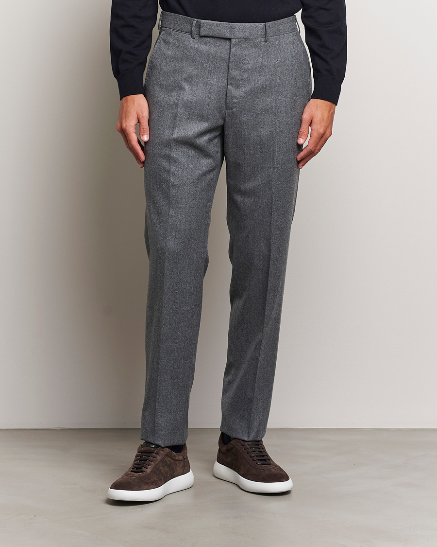 Homme |  | Zegna | Carded Flannel Trousers Grey Melange