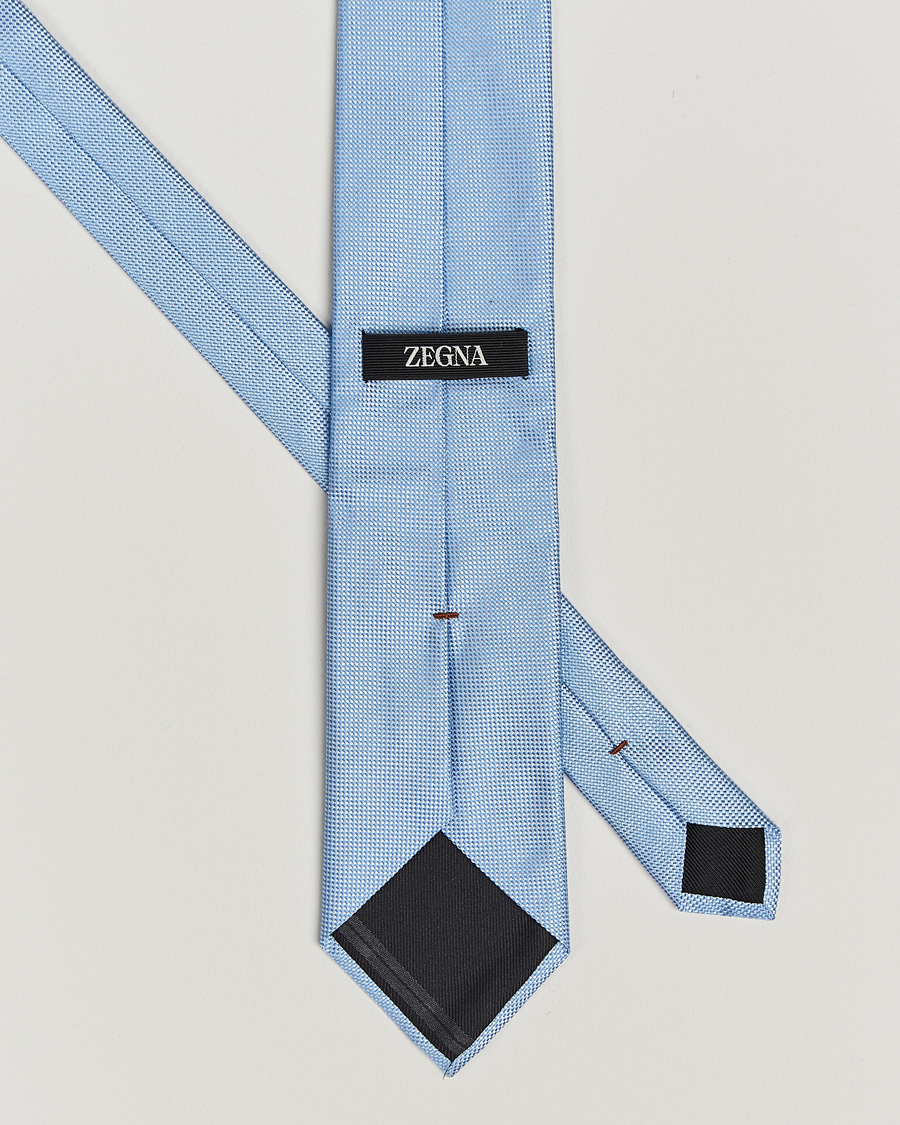 Homme |  | Zegna | Micro Structure Silk Tie Light Blue