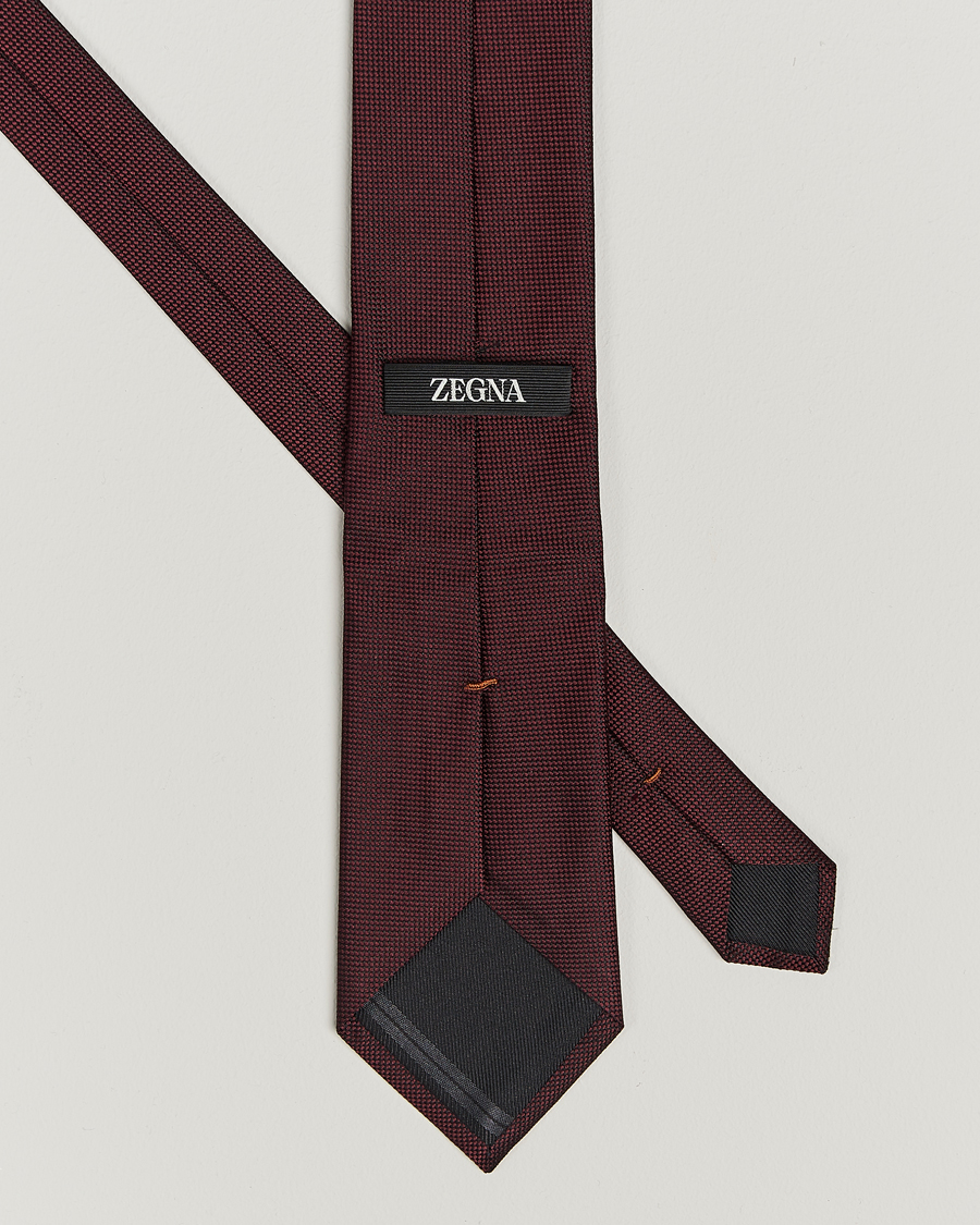 Homme |  | Zegna | Micro Structure Silk Tie Burgundy