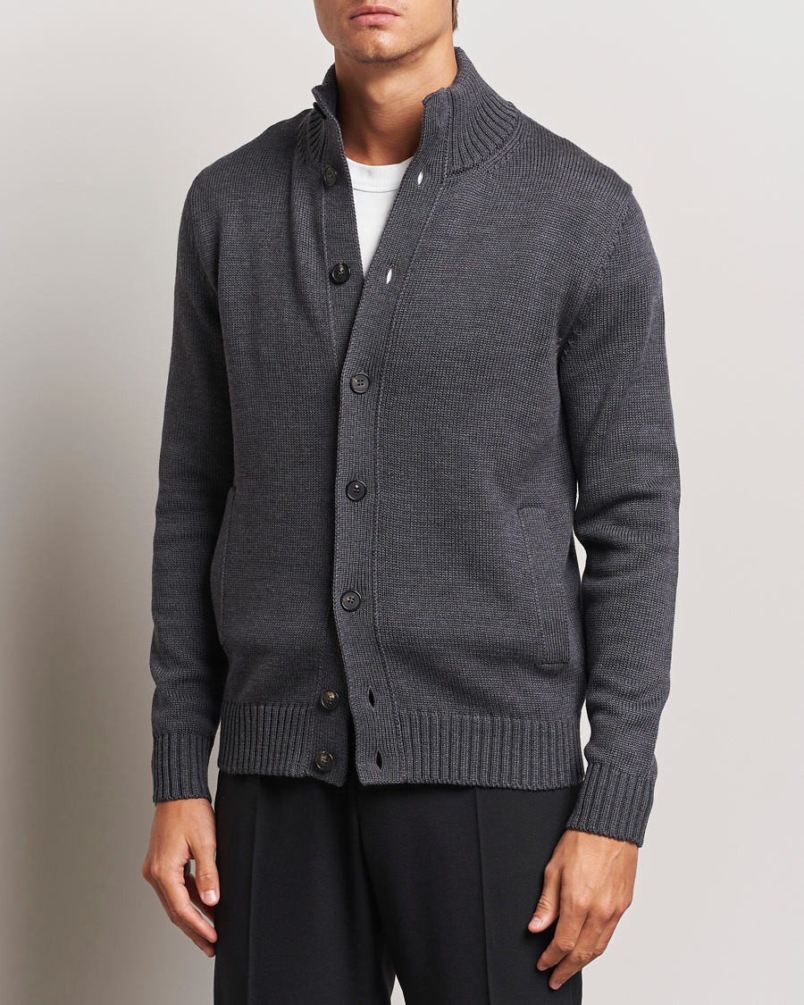 Homme |  | Zanone | Virgin Merino Wool Chioto Cardigan Grey Melange