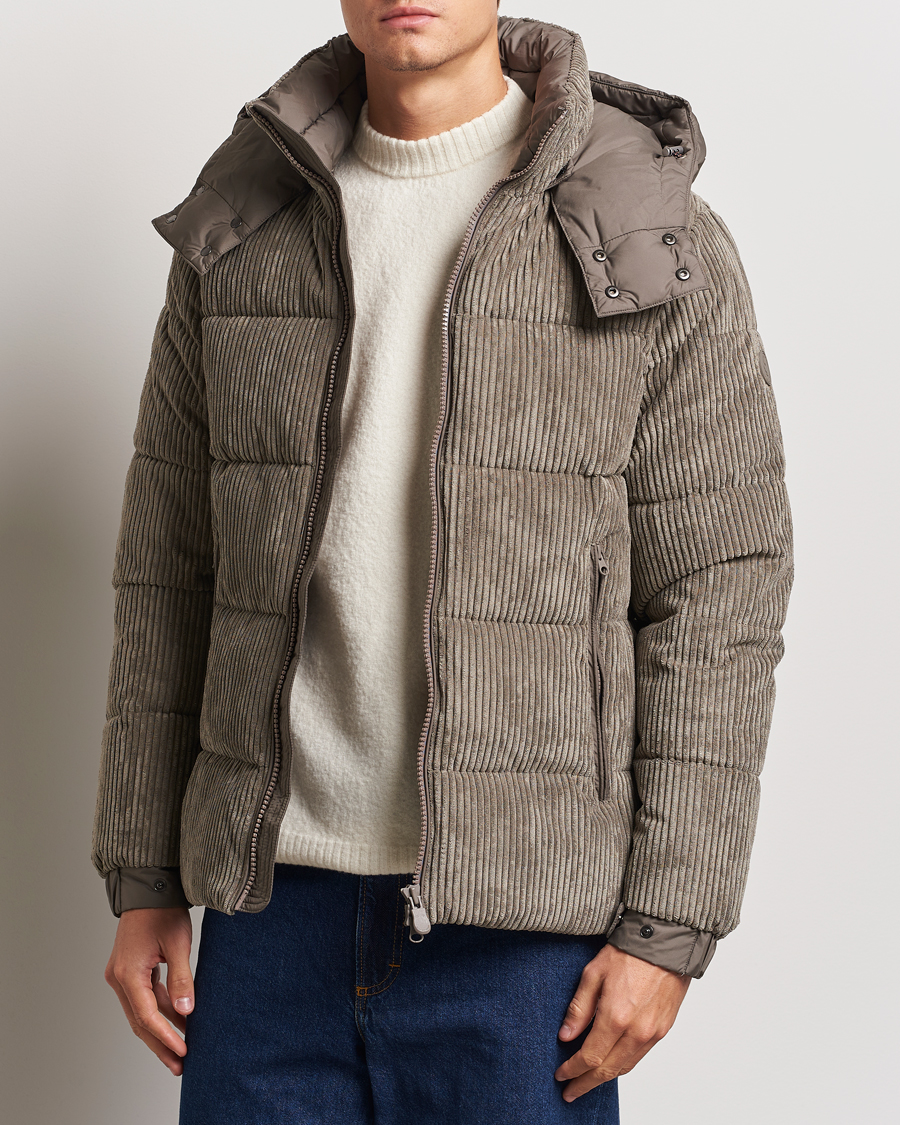 Homme |  | Save The Duck | Albus Cord Padded Puffer Jacket Mud Grey