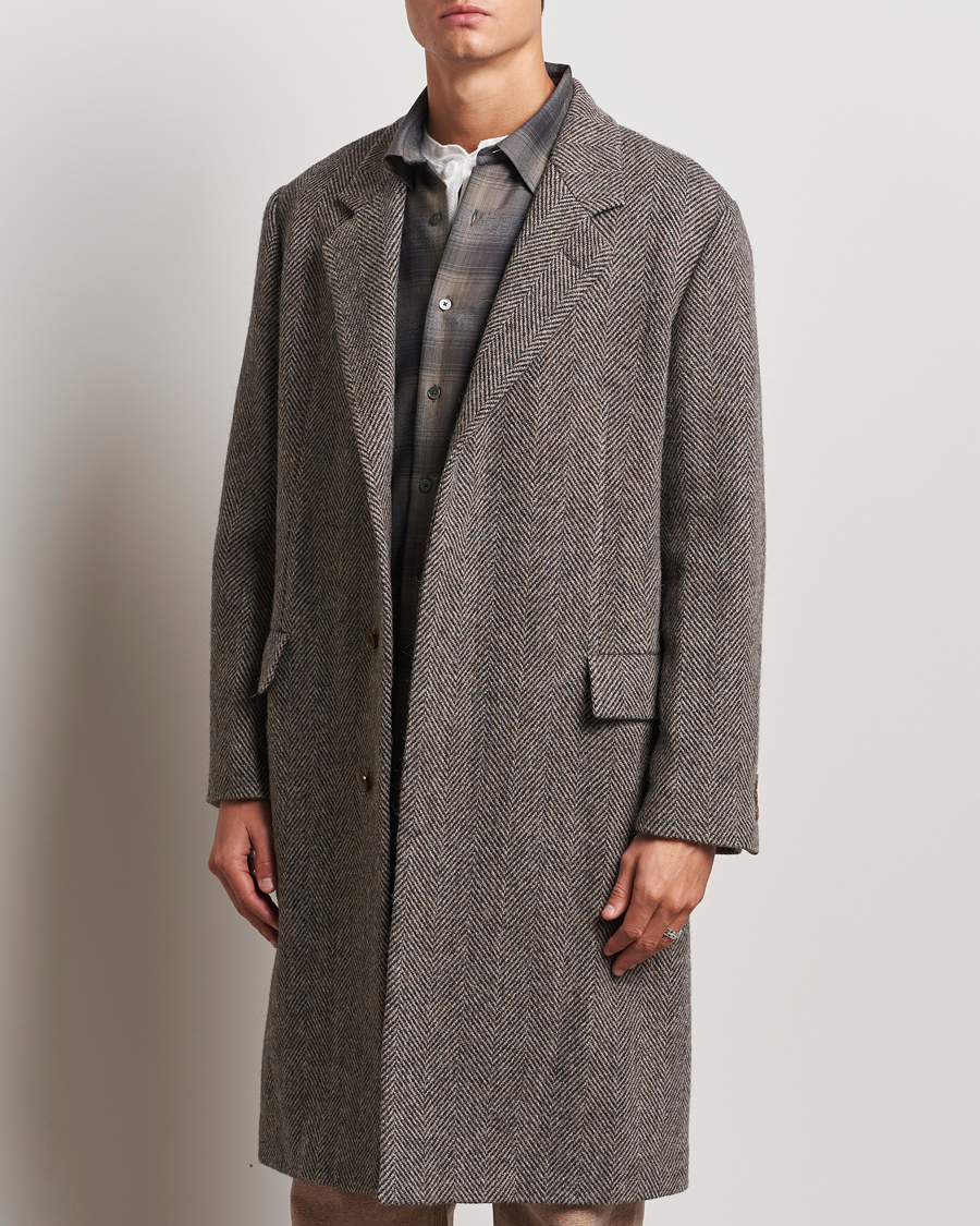 Homme |  | Auralee | Wool Tweed Chesterfield Coat Khaki