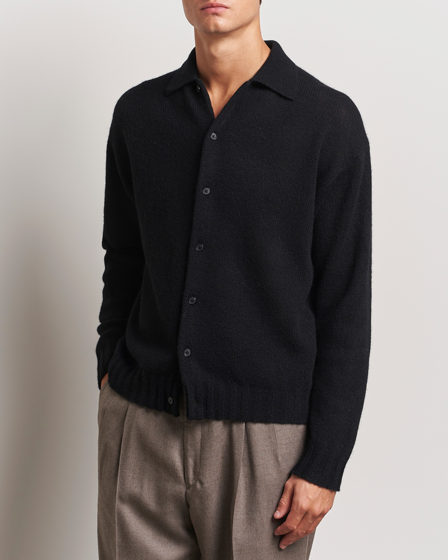 Homme |  | Auralee | Shetland Wool/Cashmere Cardigan Black