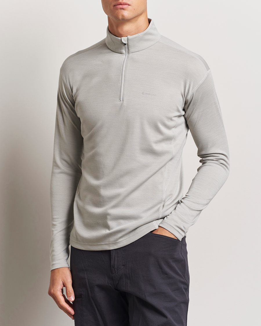 Homme |  | Snow Peak | Wool Blend Half Zip T-Shirt Icegrey