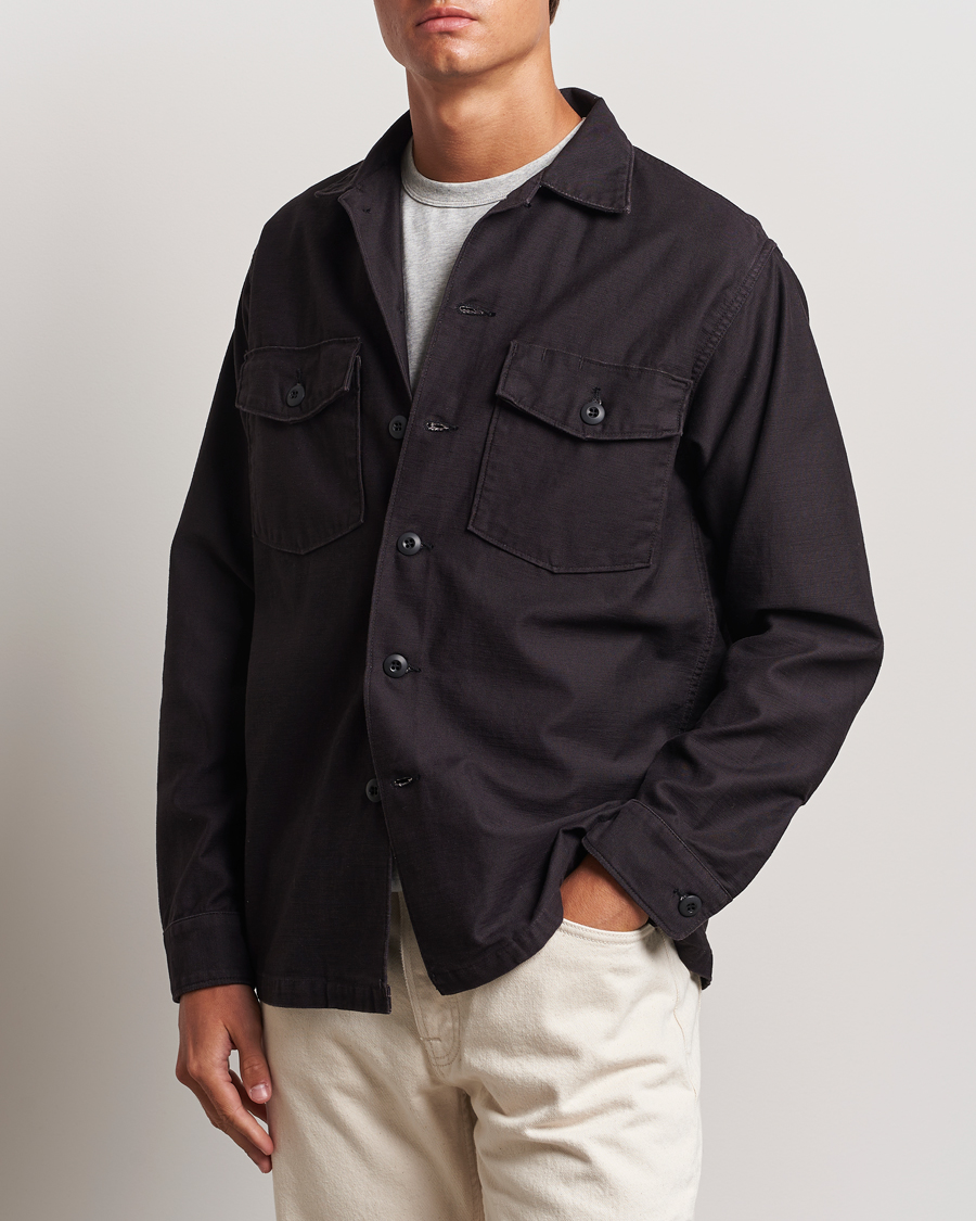 Homme | Chemises | orSlow | Cotton Sateen US Army Overshirt Black