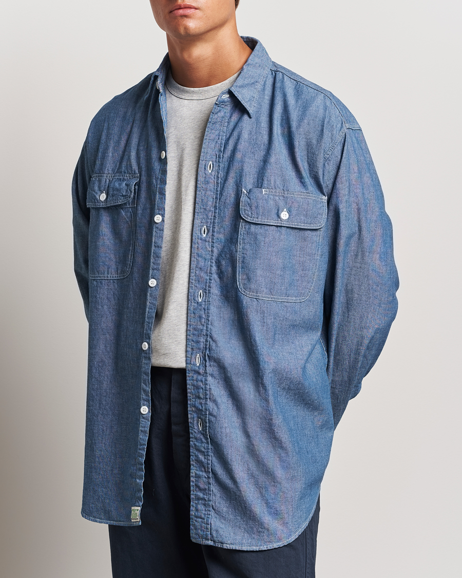 Homme | Nouveautés | orSlow | Chambray Work Shirt Blue