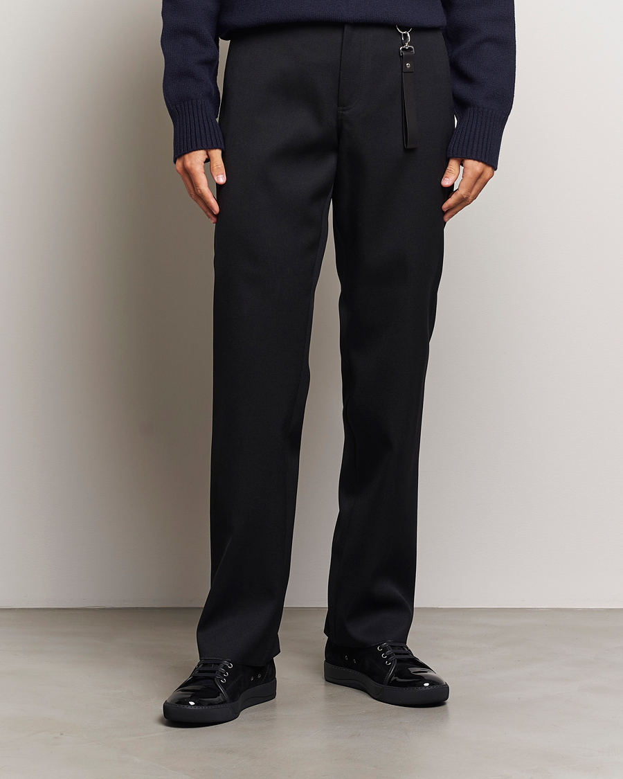 Homme |  | Lanvin | Casual Straight Wool Trousers Black