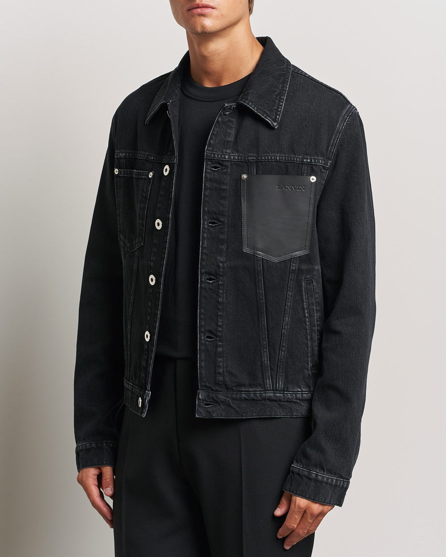 Homme |  | Lanvin | Leather Pocket Denim Jacket Black