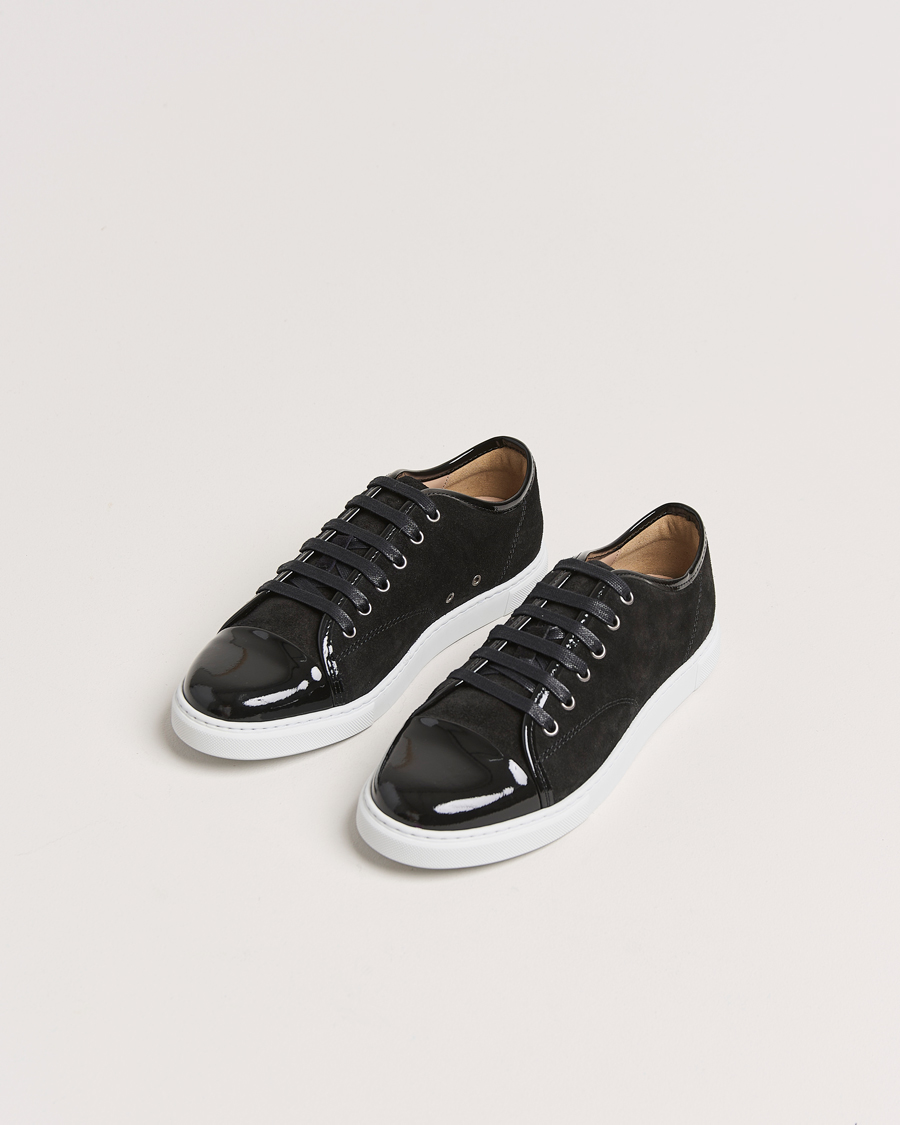 Homme |  | Lanvin | Womens Patent Cap Toe Sneaker Black