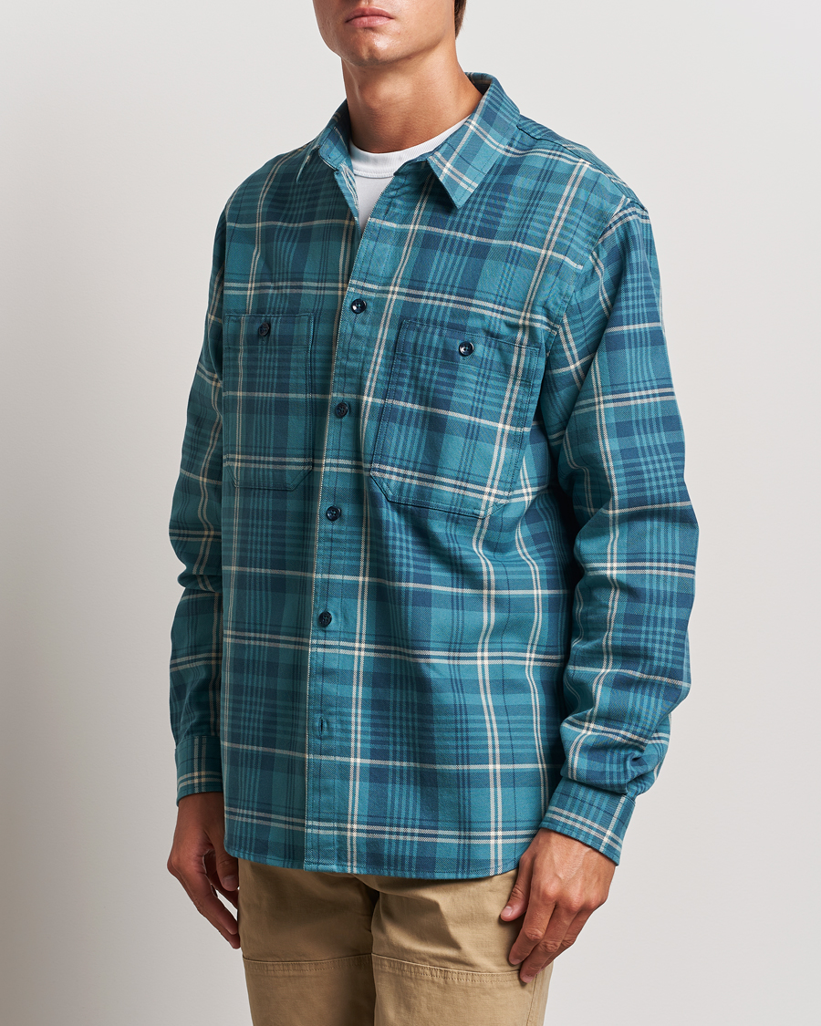 Homme |  | Peak Performance | Heavy Flannel Cotton Shirt Checked Blue