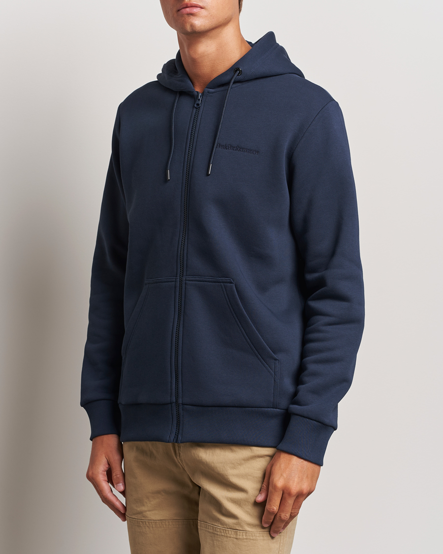 Homme |  | Peak Performance | Original Logo Full Zip Hoodie Blue Shadow