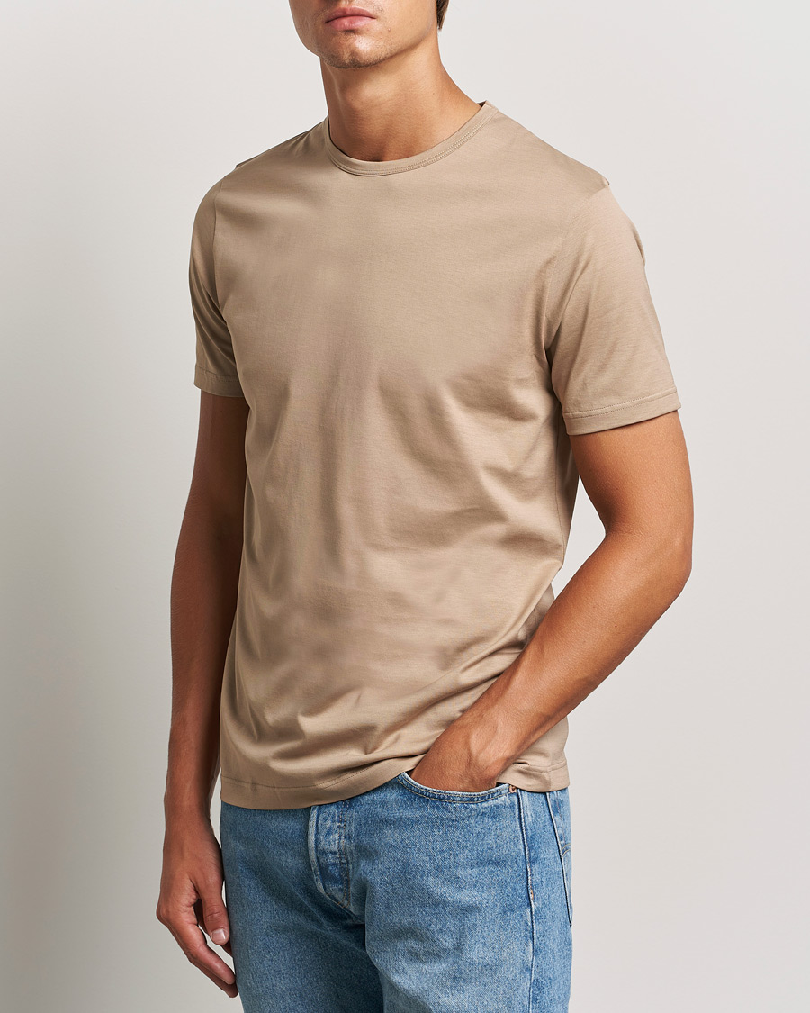 Homme |  | Sunspel | Crew Neck Cotton Tee Sandstone