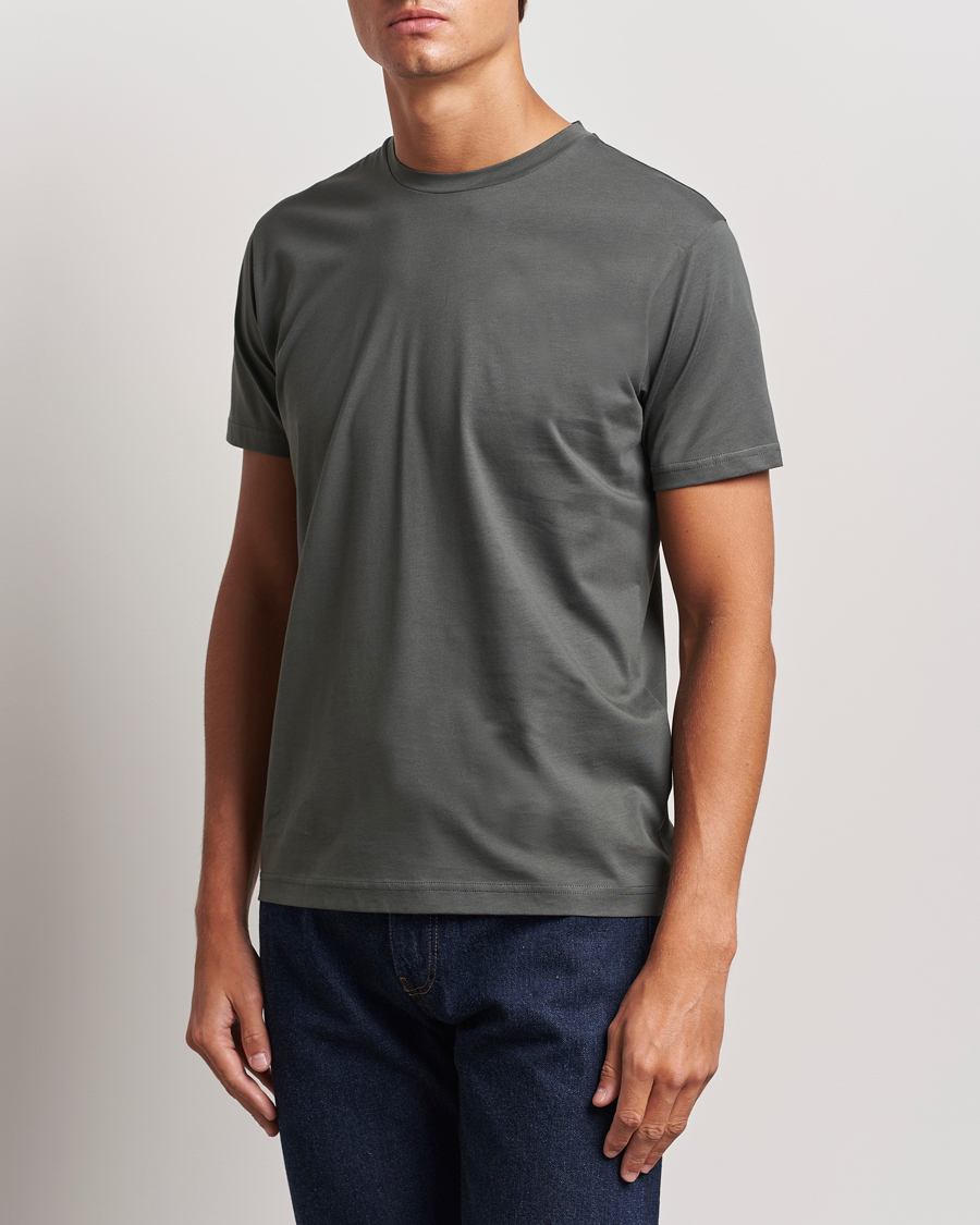 Homme |  | Sunspel | Riviera Organic Tee Drill Green