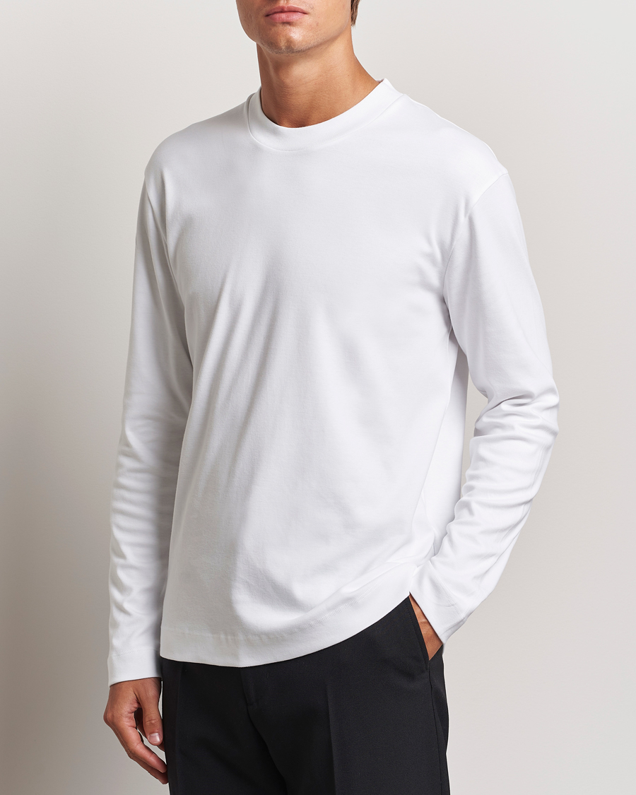 Homme |  | Sunspel | Heavyweight Mock Neck Long Sleeve T-Shirt White