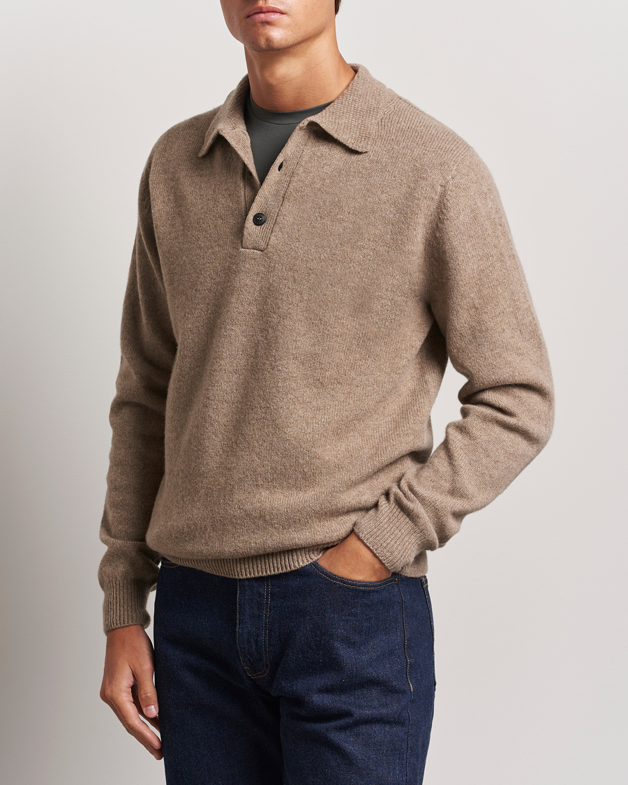 Homme |  | Sunspel | Lambswool Poloshirt Sandstone