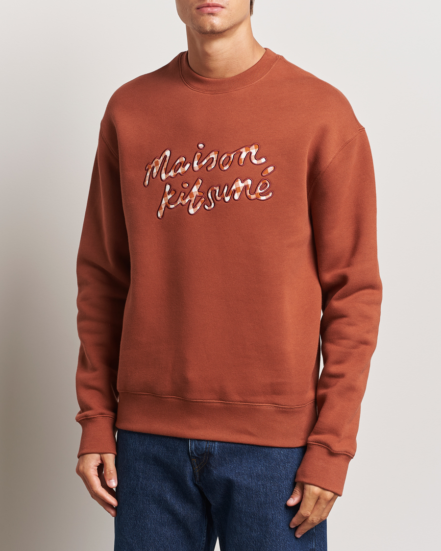 Homme |  | Maison Kitsuné | Gingham Handwriting Sweatshirt Pecan