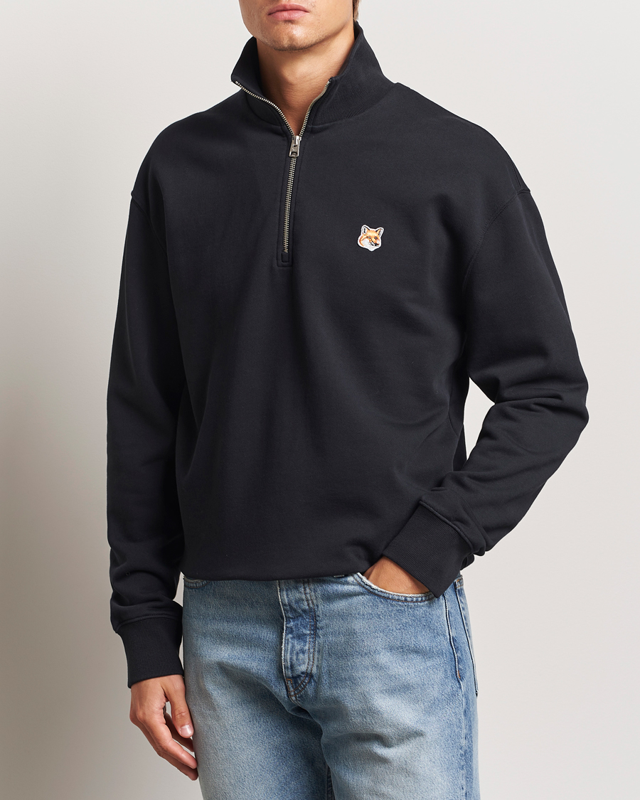 Homme |  | Maison Kitsuné | Fox Head Half Zip Sweatshirt Black