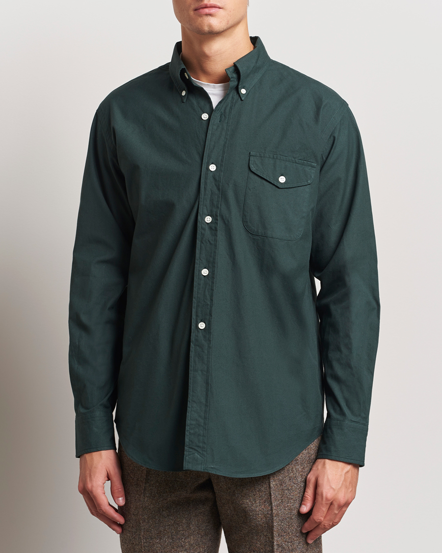 Homme |  | Kamakura Shirts | Vintage Ivy Flap Pocket Shirt Dark Green