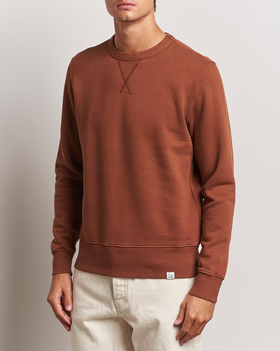 Homme |  | Merz b. Schwanen | Vintage Fleece Crew Neck Sweatshirt Chestnut