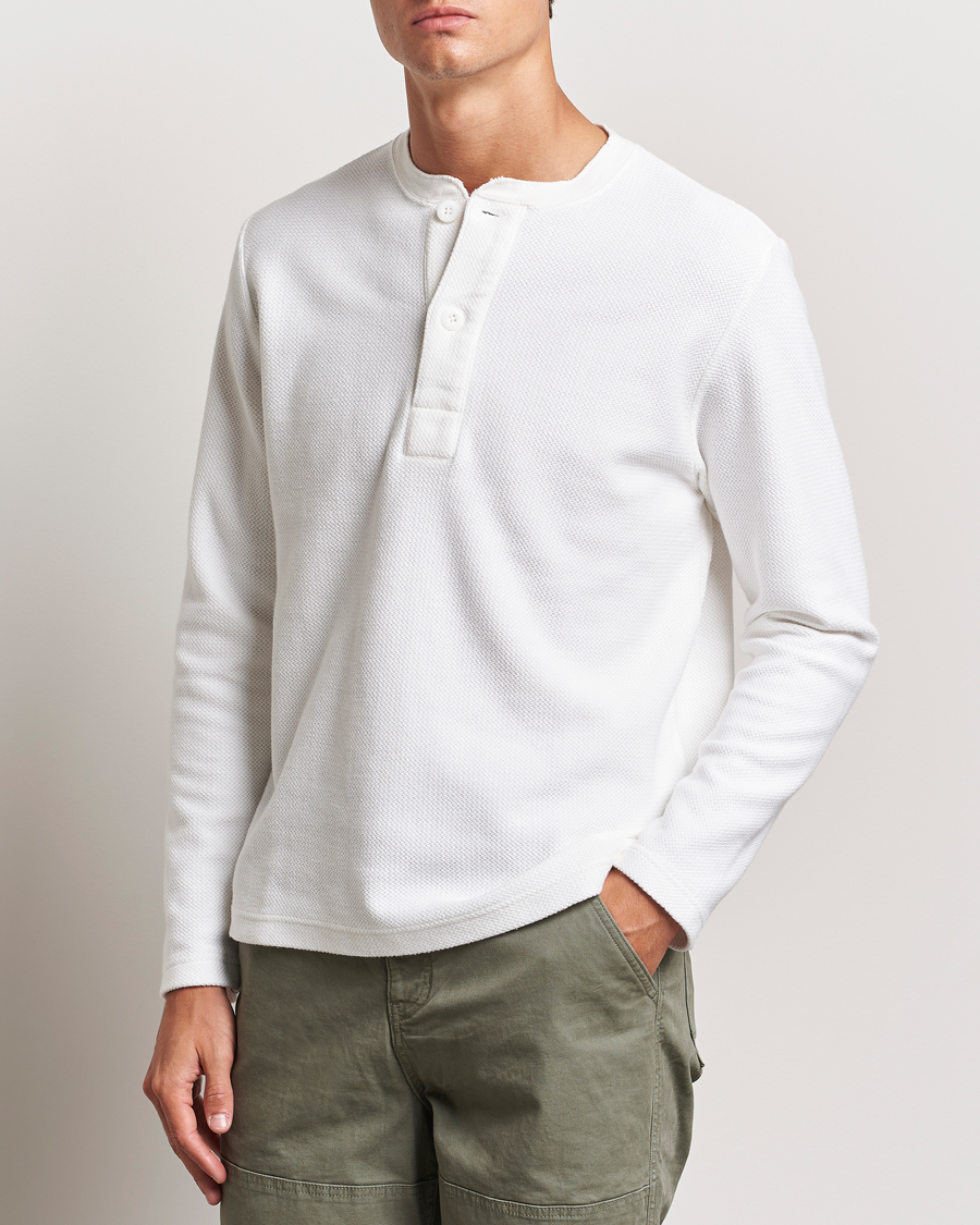 Homme |  | BEAMS PLUS | Waffle Cotton Henley White