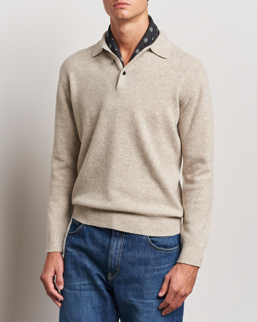 Homme |  | BEAMS PLUS | Long Sleeve Knitted Polo Beige