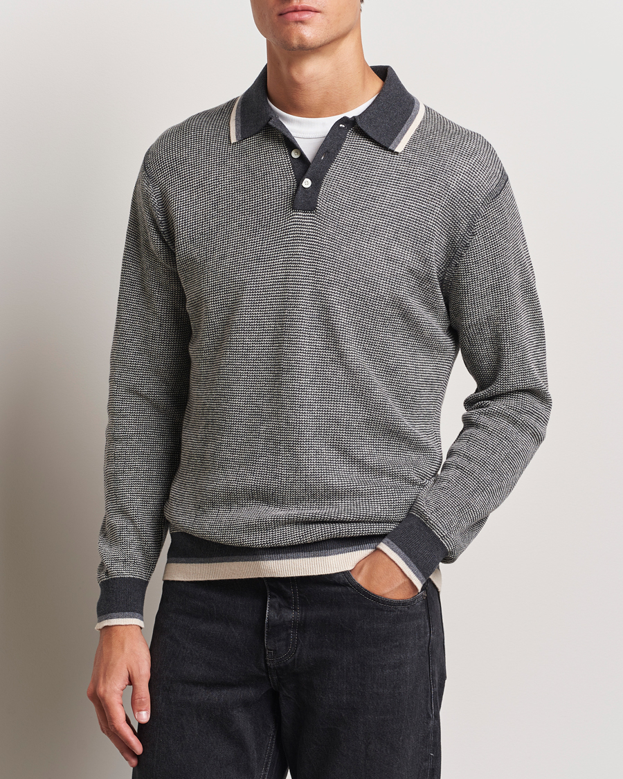 Homme |  | BEAMS PLUS | Collar Line Knitted Polo Charcoal