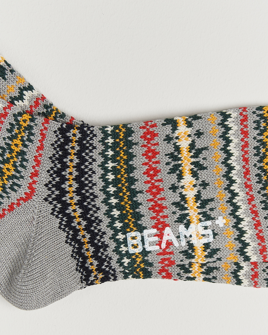 Homme |  | BEAMS PLUS | Fair Isle Socks Grey