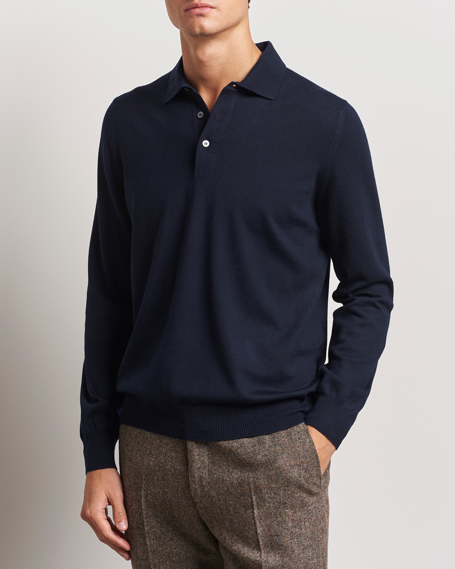 Homme |  | Gran Sasso | Merino Fashion Fit Polo Navy