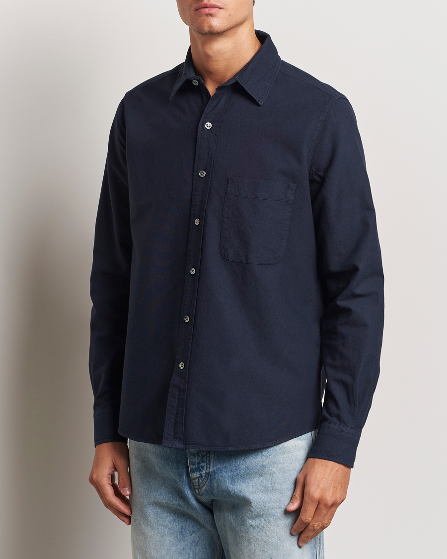 Homme |  | A Day\'s March | Mason Dyed Oxford Shirt Navy