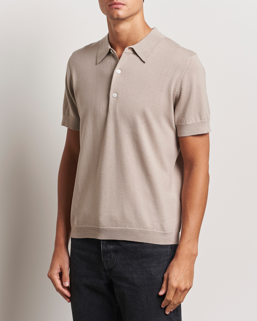 Homme |  | A Day\'s March | Rosehall Short Sleeve Merino Polo Dove