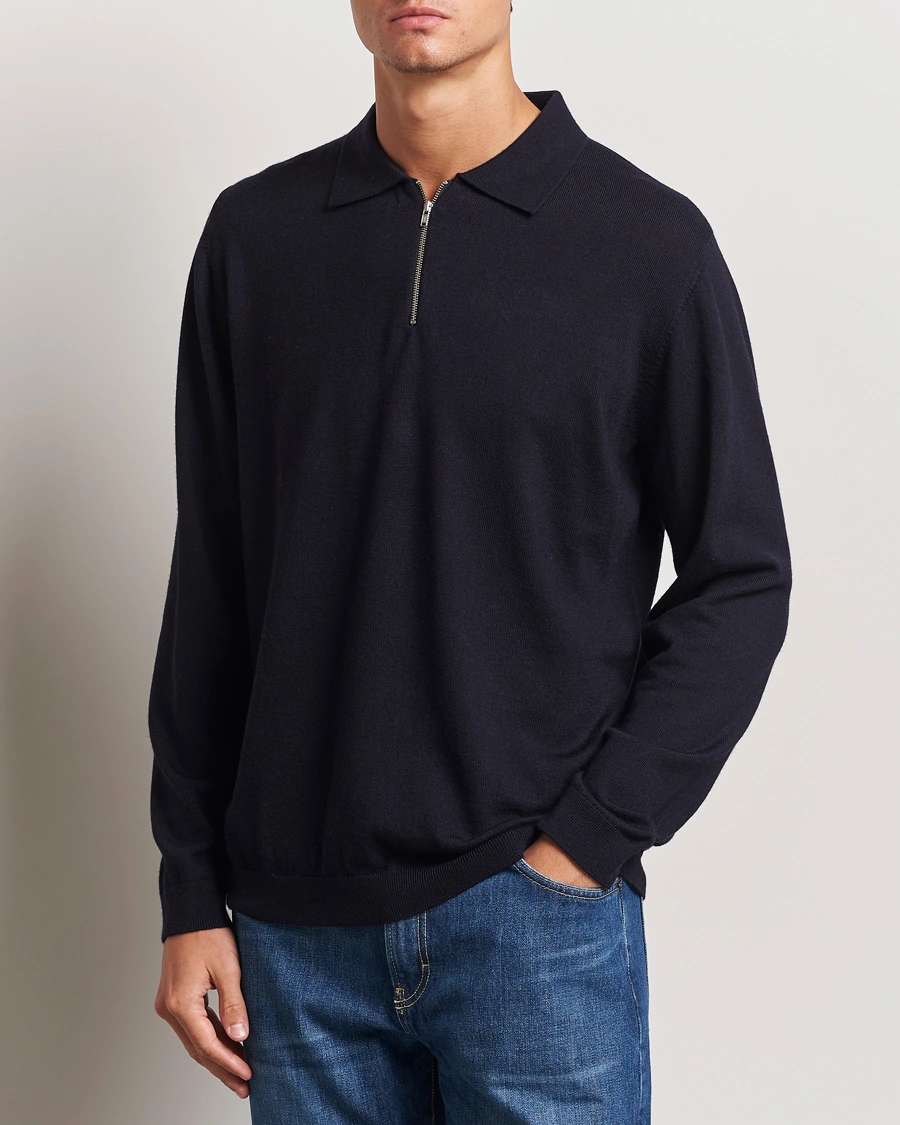 Homme |  | A Day\'s March | Thompson Merino Half-Zip Polo Navy