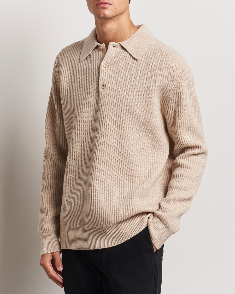 Homme |  | A Day\'s March | Dover Lambswool Polo Sand Melange