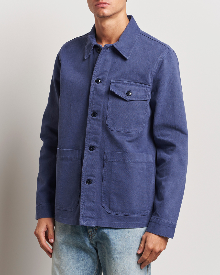 Homme |  | A Day\'s March | Patch Pocket Sturdy Twill Overshirt Brewers Blue