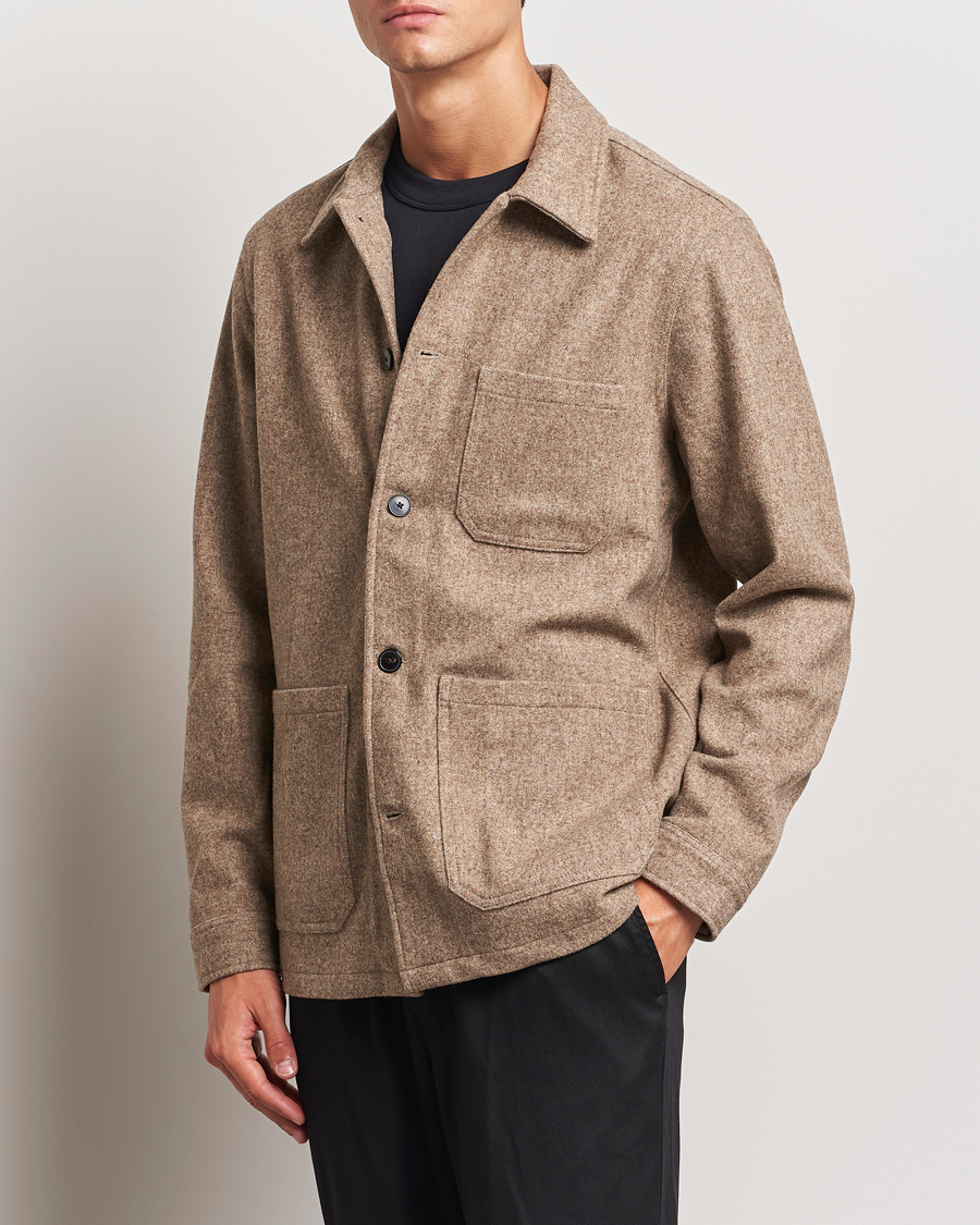 Homme |  | A Day\'s March | Original Wool Overshirt Light Taupe Melange