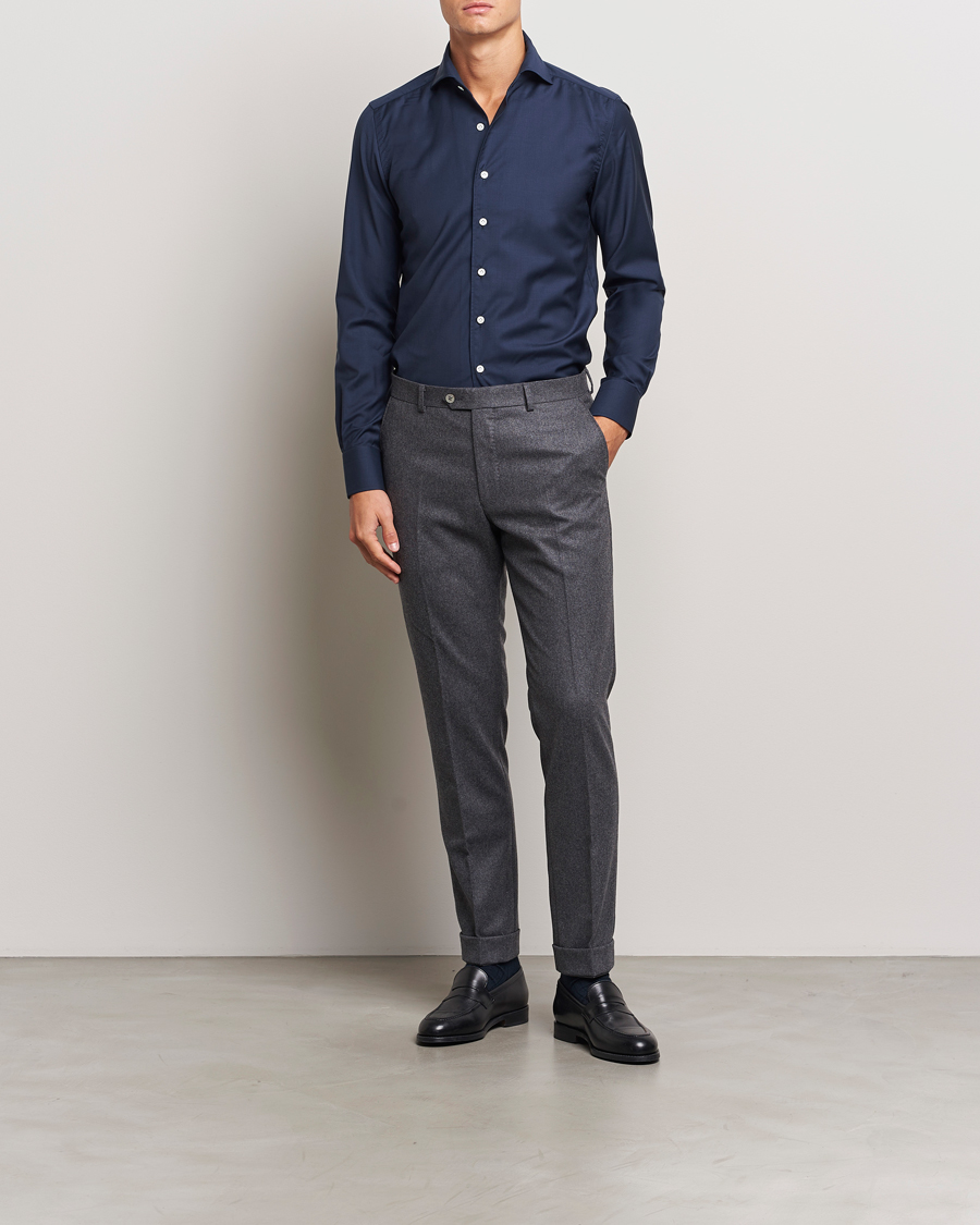 Homme | Costume Sombre | 100Hands | Full Spread Wool Shirt Navy