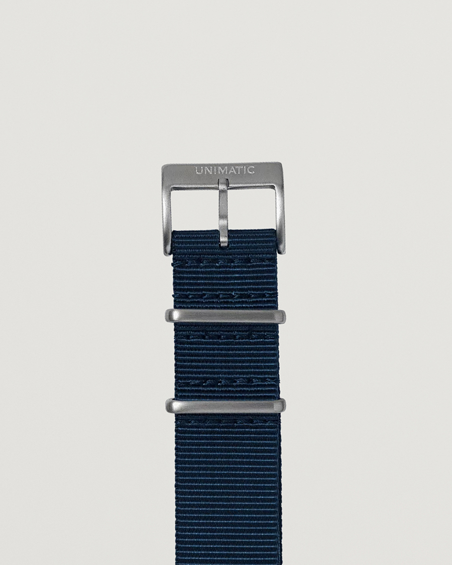 Homme |  | UNIMATIC | Nylon Nato Steel 22mm Strap Vintage Navy