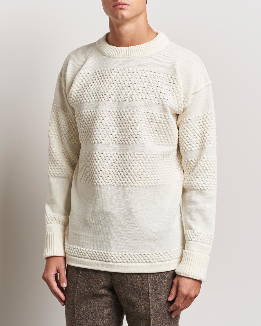 Homme |  | S.N.S. Herning | Fisherman Wool Crew Neck Sweater Natural White