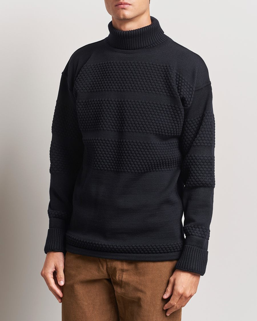 Homme |  | S.N.S. Herning | Fisherman Wool Rollneck Sweater Navy Blue