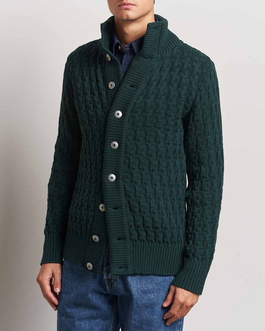 Homme |  | S.N.S. Herning | Stark Wool Cable Knit Cardigan Thunder Green