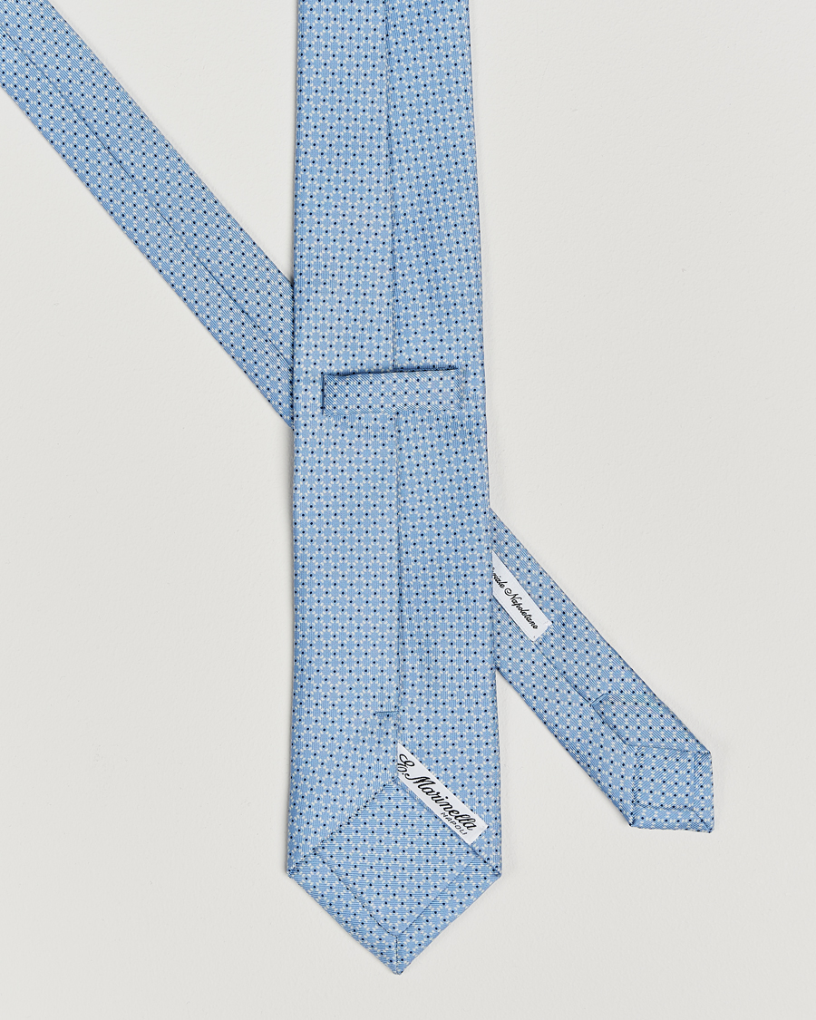 Homme |  | E. Marinella | 3-Fold Printed Silk Tie Light Blue