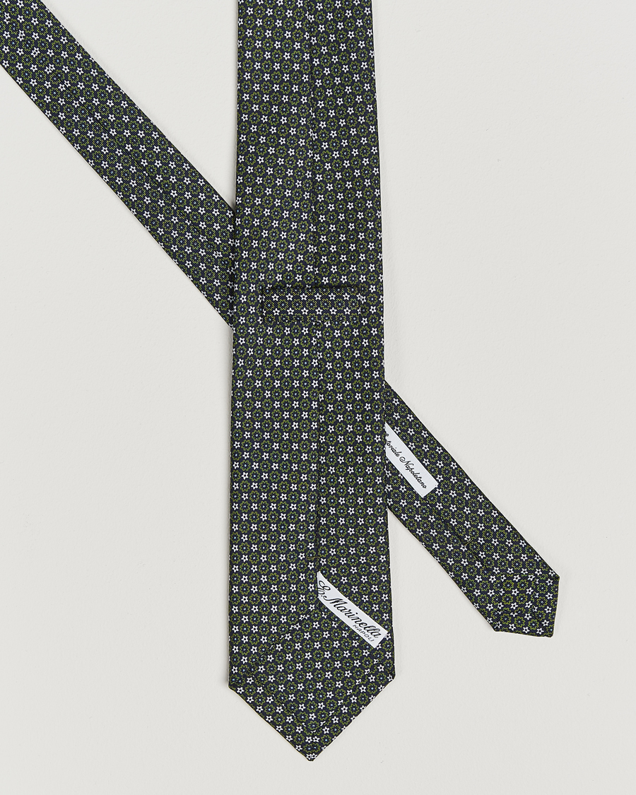 Homme |  | E. Marinella | 3-Fold Printed Silk Tie Navy/Green