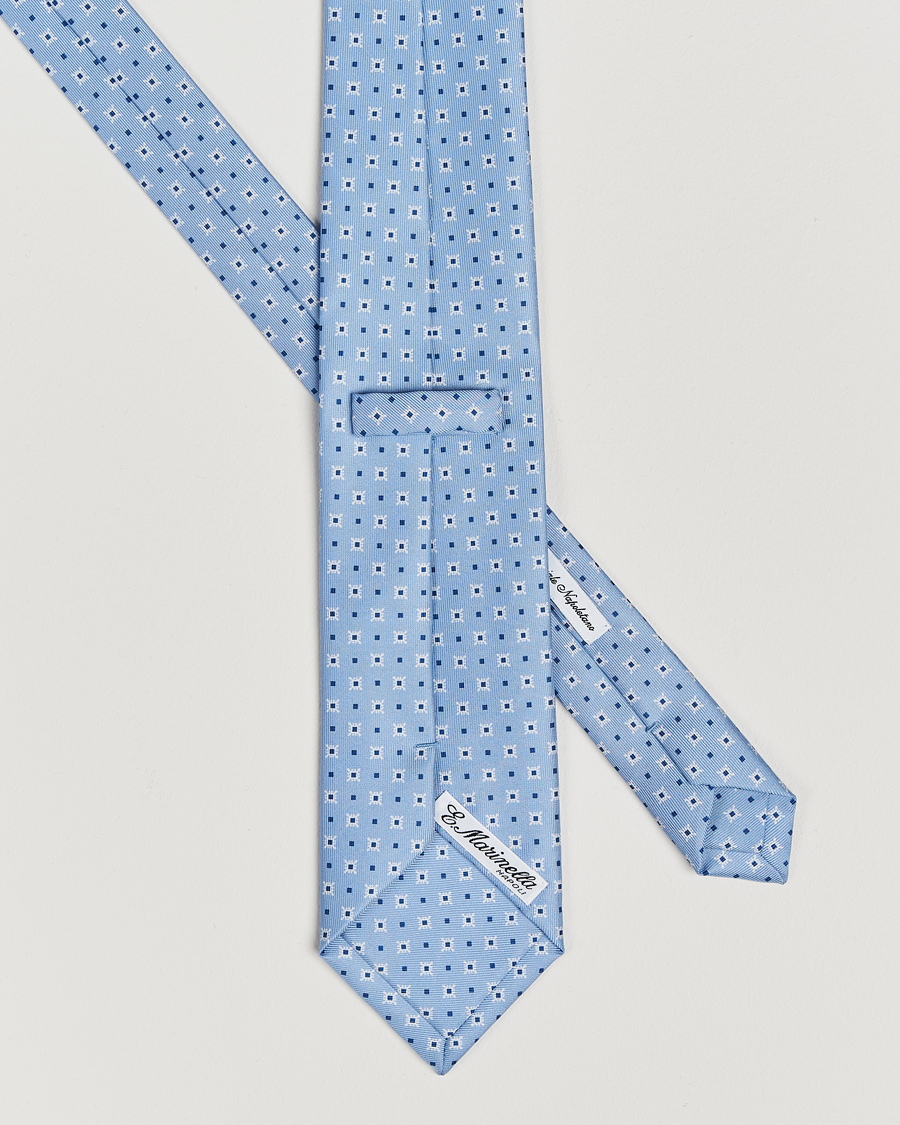 Homme |  | E. Marinella | 3-Fold Printed Silk Tie Light Blue