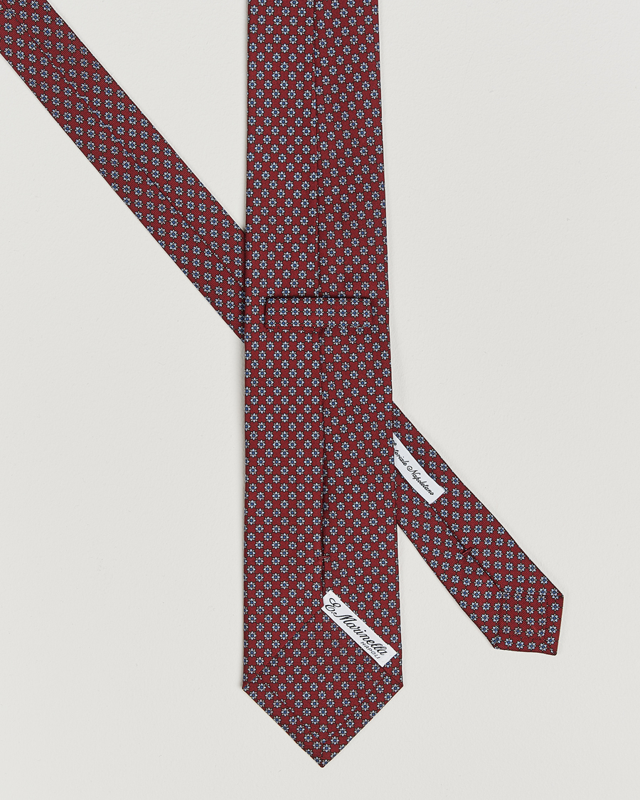 Homme |  | E. Marinella | 3-Fold Printed Silk Tie Burgundy