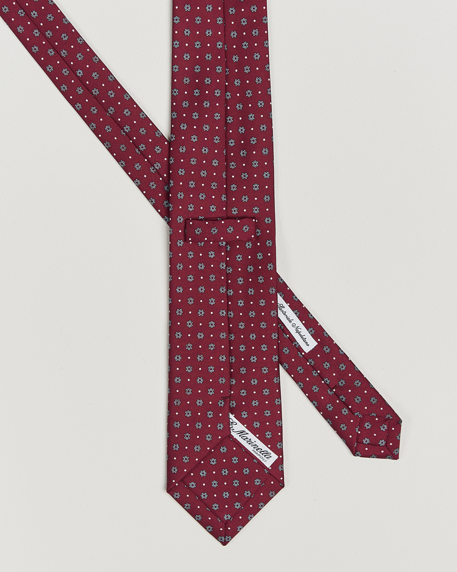 Homme |  | E. Marinella | 3-Fold Printed Silk Tie Burgundy