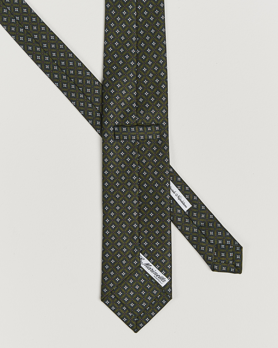 Homme |  | E. Marinella | 3-Fold Printed Silk Tie Dark Green