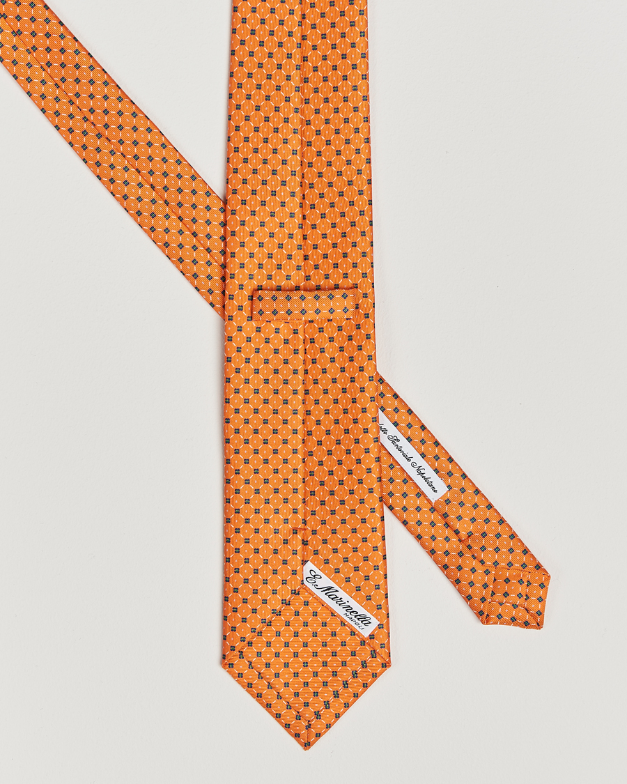 Homme |  | E. Marinella | 3-Fold Printed Silk Tie Orange