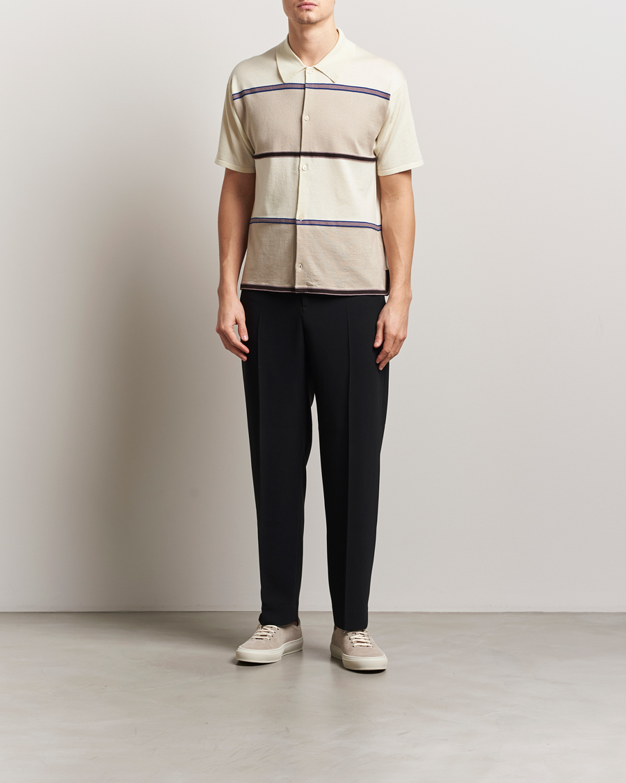 Homme | Chemises | Paul Smith | Cotton Striped Knitted Short Sleeve Shirt White