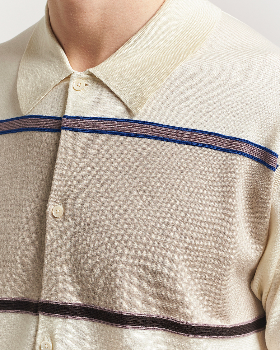 Homme | Chemises | Paul Smith | Cotton Striped Knitted Short Sleeve Shirt White