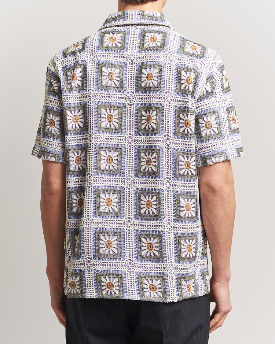 Homme | Chemises | NN07 | Julio Crochet Flower Short Sleeve Shirt Violette Multi