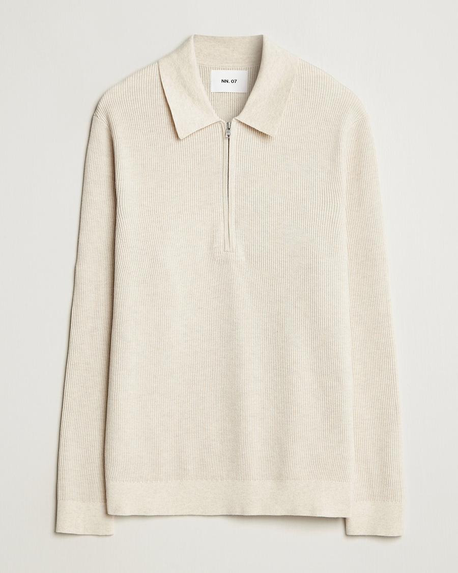 Homme | Pulls Et Tricots | NN07 | Hansie Ribbed Knitted Half Zip Ivory